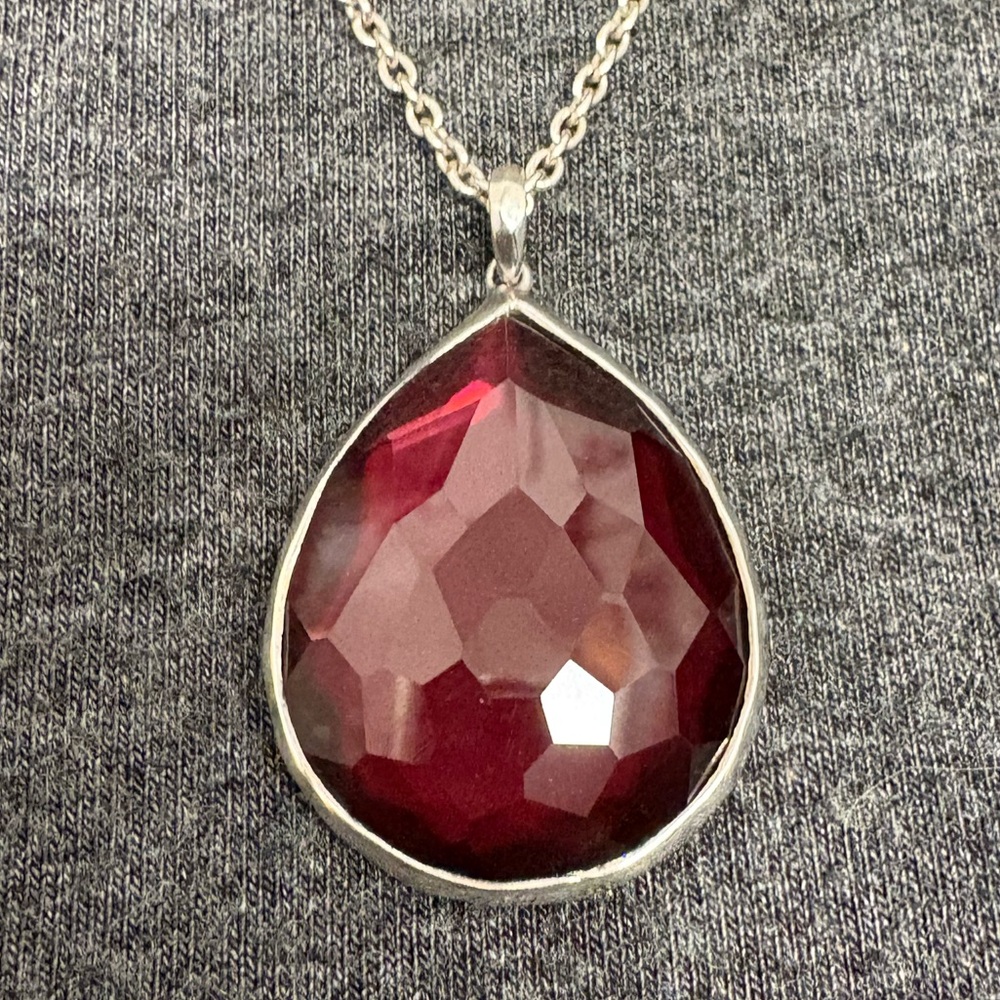 Large Ippolita Cranberry Colored MOP Teardrop Necklace - Picture 11 of 11